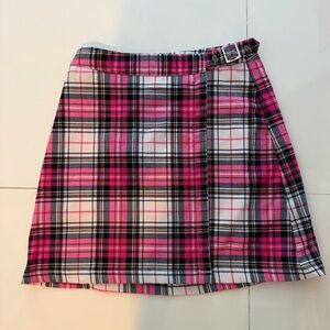 Brandy Melville Pink and Black Plaid Shirt